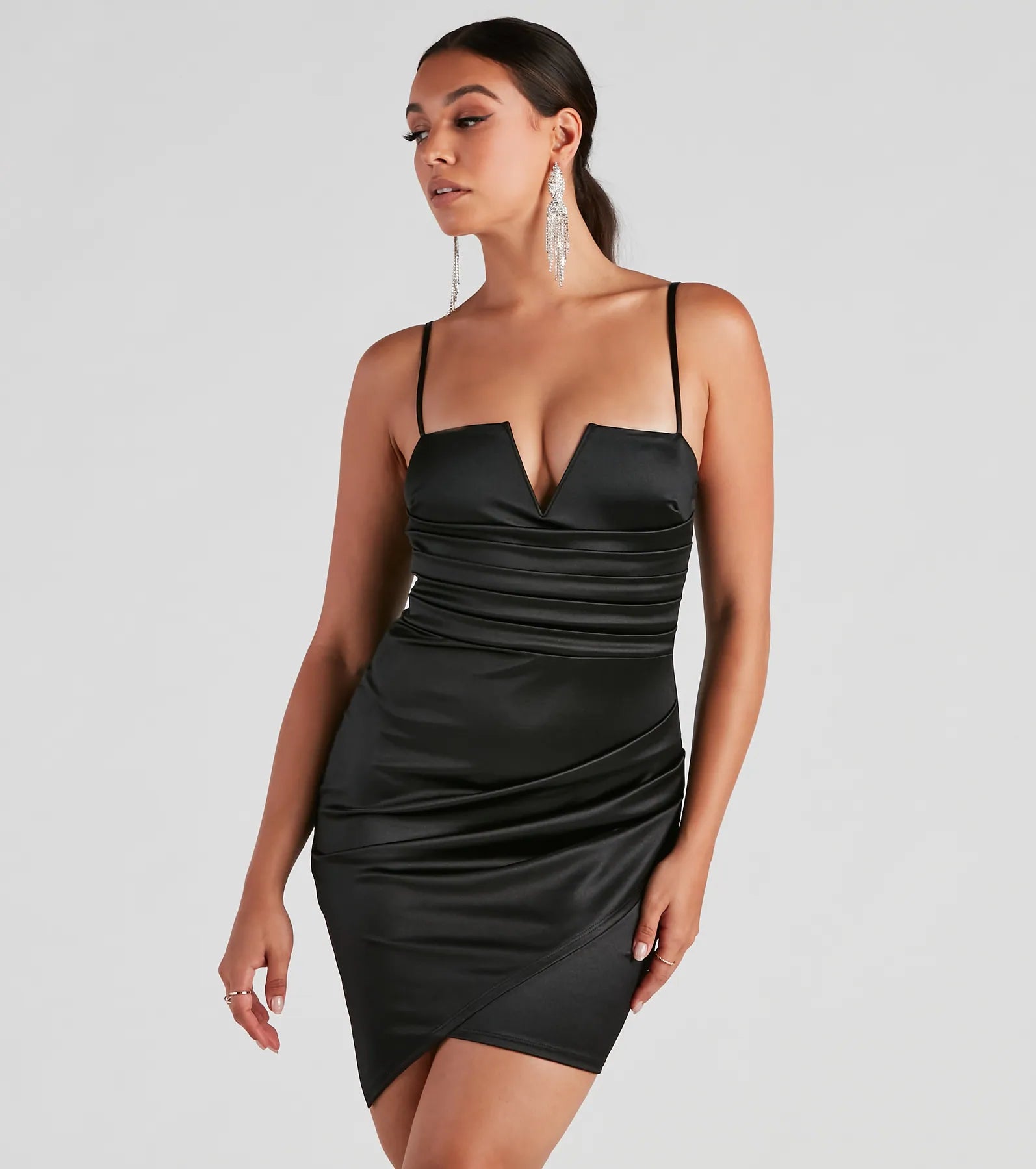 Hey Gorgeous Satin Wrap Mini Dress Best mini dresses for formal events