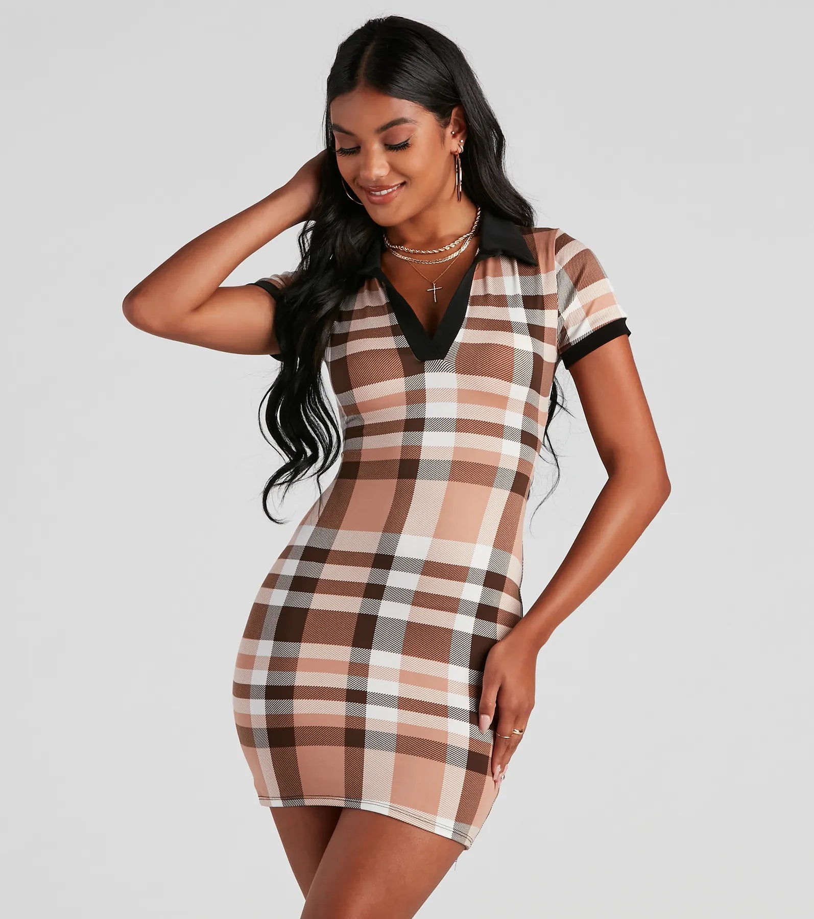 Keep It In Check Plaid Mini Dress Off-shoulder mini dresses