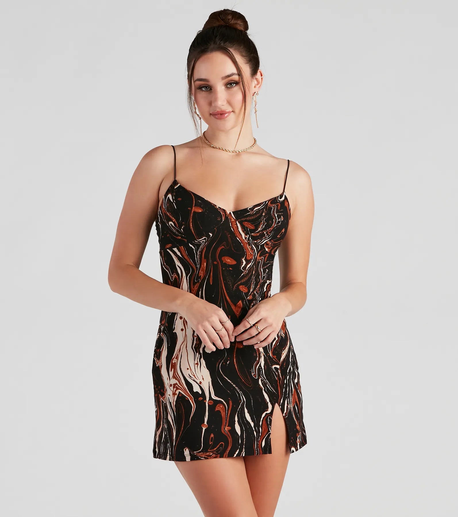 Perfect Swirls V-Neck Mini Dress Birthday mini dresses