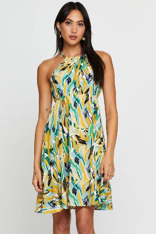 Print A Line Dress Mini Spring mini dresses