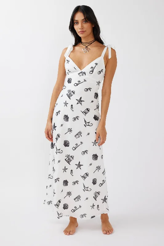 Jaya Tied Shoulder Maxi Dress Print Black