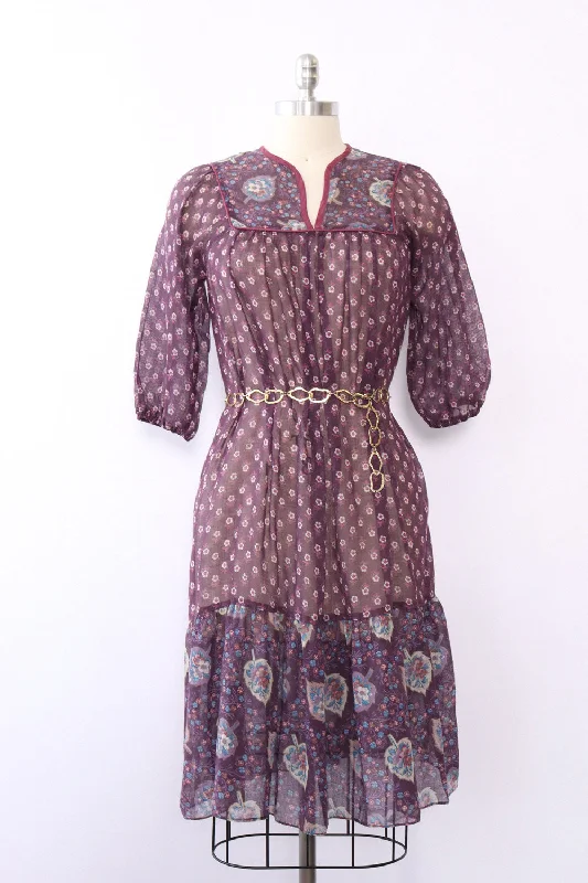 1970s Breezy Berry Smock Dress XS/S Stylish unclassified dresses