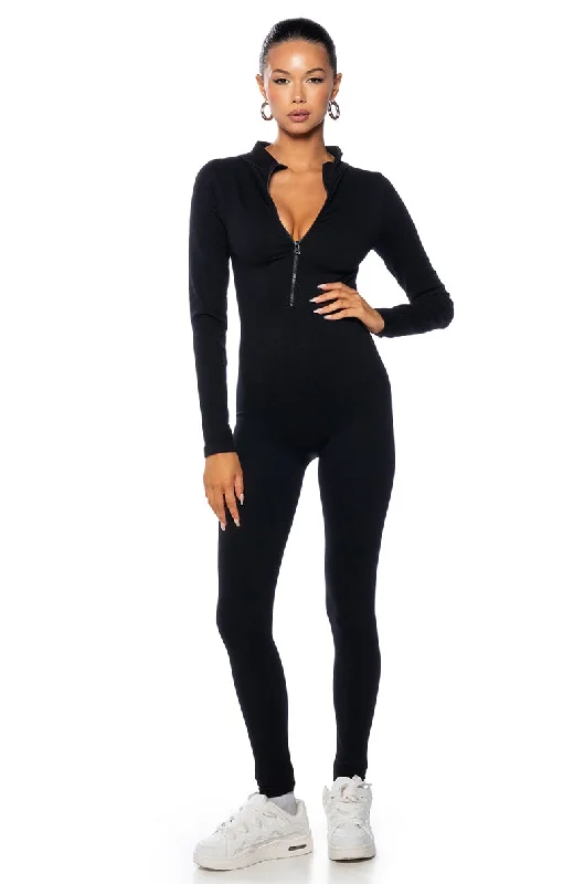 BACK TO THE BASICS ZIP FRONT LONG SLEEVE CATSUIT