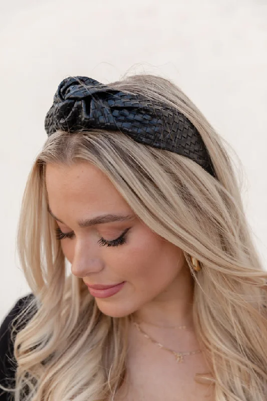 In Control Black Leather Knotted Headband FINAL SALE