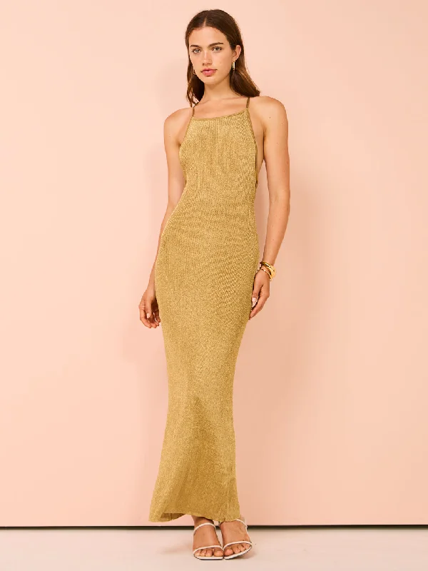 Camilla and Marc Nox Metallic Knit Dress in Gold