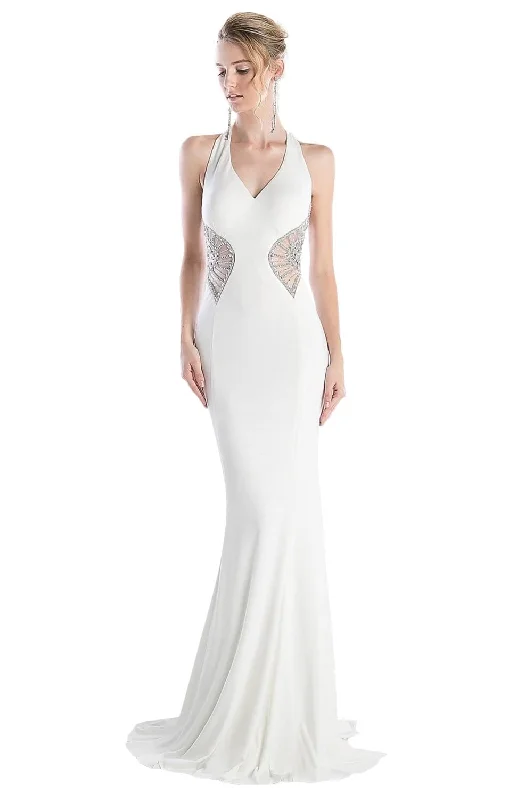 Cinderella Divine - CR743 Sheer Sides Trumpet Dress