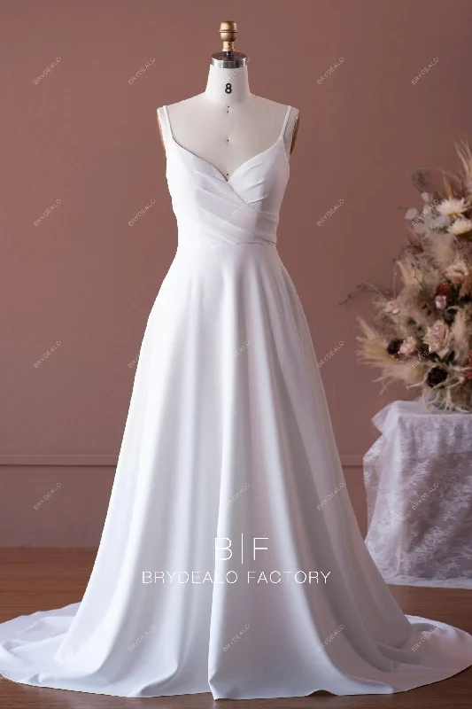 Matte Pleated Crepe A-line Wedding Dress