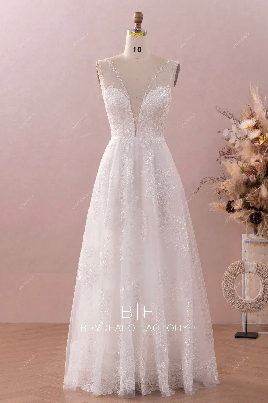 Ethereal Crystal Plunge Neck Bridal Dress