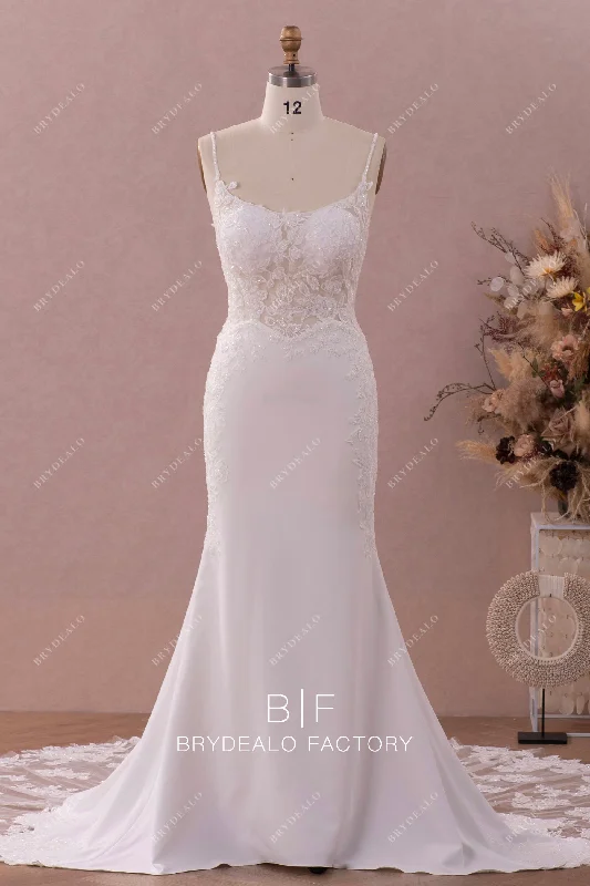 Elegant Beaded Lace Crepe Mermaid Bridal Gown