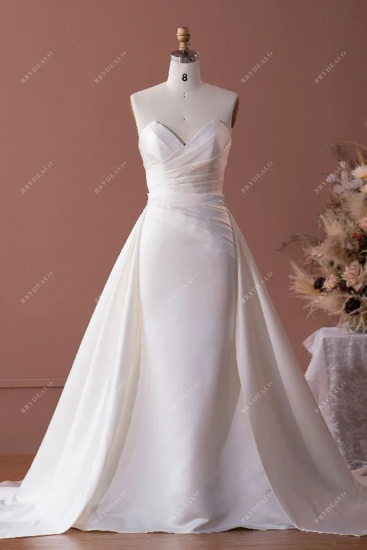 Elegant Church Satin Mermaid Wedding Dress with Overskirt