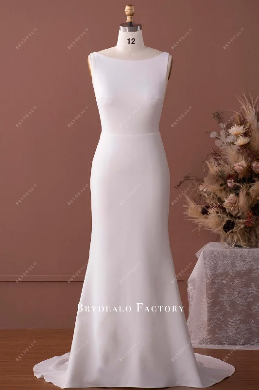 Elegant Stretchy Crepe Mermaid Bridal Wedding Dress