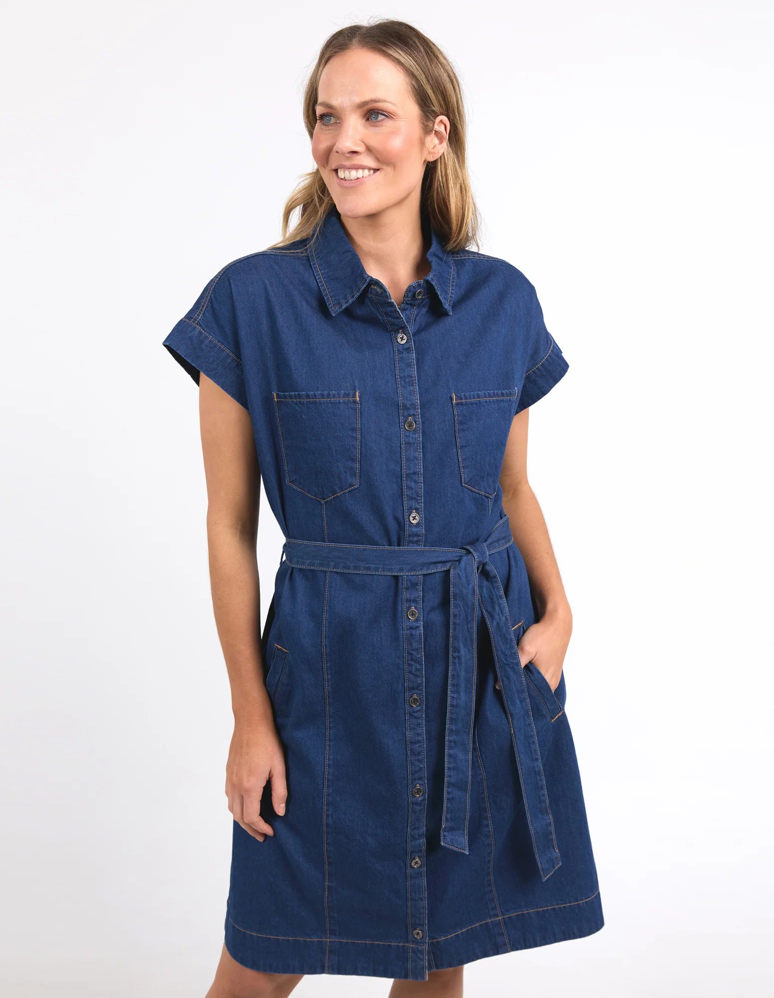 ELM EVERLEIGH DENIM DRESS DARK BLUE WASH Wrap unclassified dresses