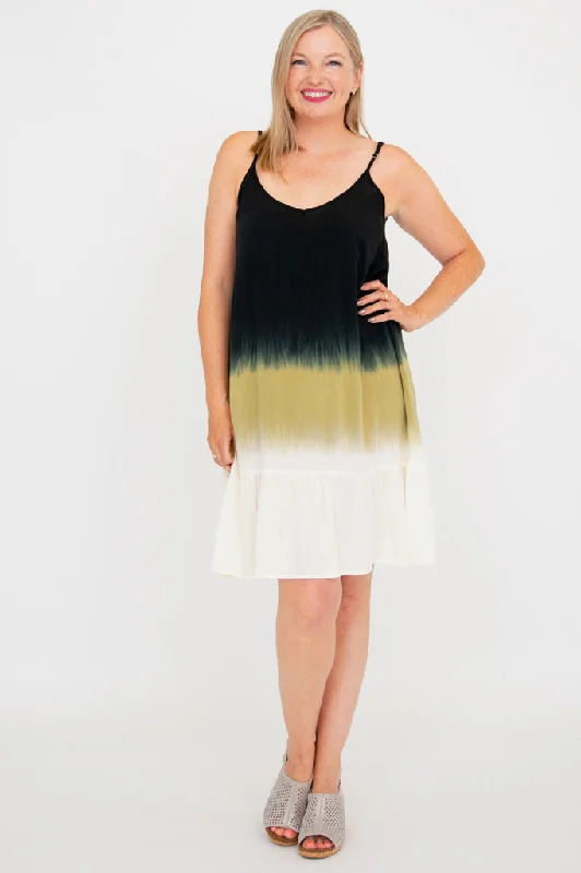 Ettie Dress, Black Dip-Dye