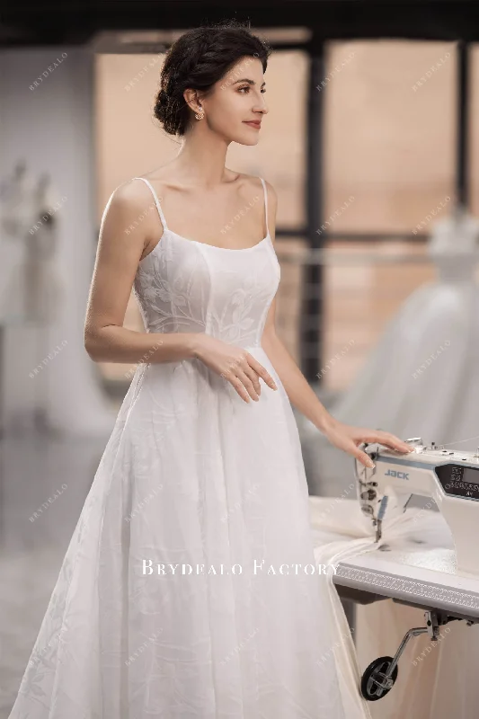 Floral Velvet Organza Scoop Neck Aline Wedding Dress