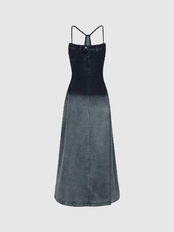 Gradient Skinny Denim Cami Dress