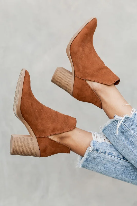 Heidi Chestnut Side Slit Booties FINAL SALE