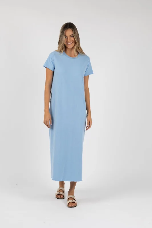 Humidity Basic Tee Dress - Blue Designer unclassified dresses