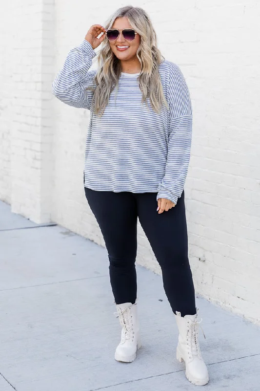 In My Head Grey Striped Long Sleeve Tee FINAL SALE