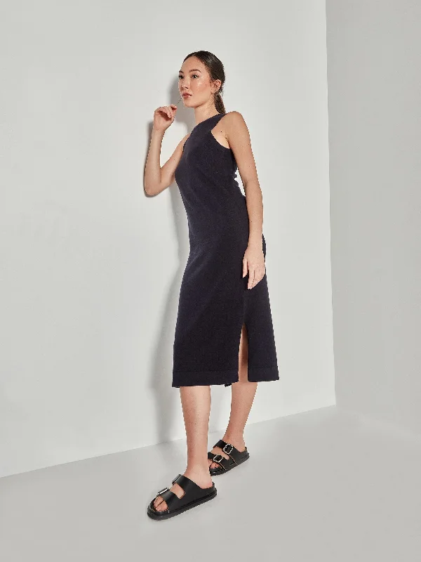 JHL Split Tank Dress (Cotton Cashmere) Navy