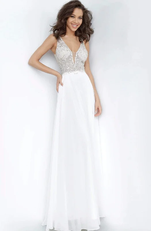 Jovani - JVN00944 Jeweled Bodice Chiffon Gown