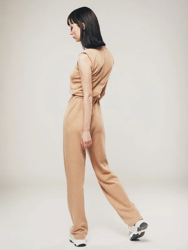 Organic Cotton Straight Leg Jumpsuit | Light Brown