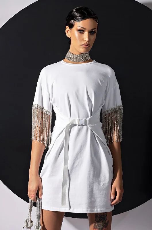 KISS THE RING FRINGE T-SHIRT DRESS