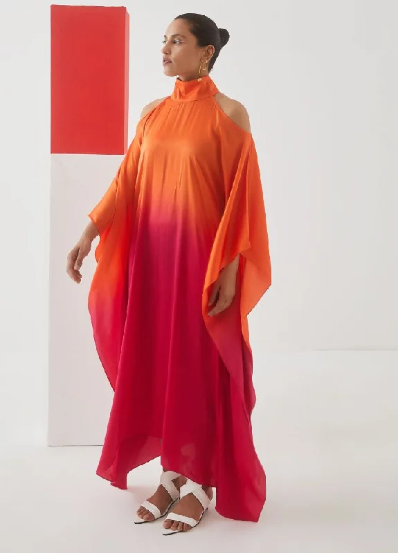 Leheriya Round Collar Dress
(Orange/ Pink Ombre)