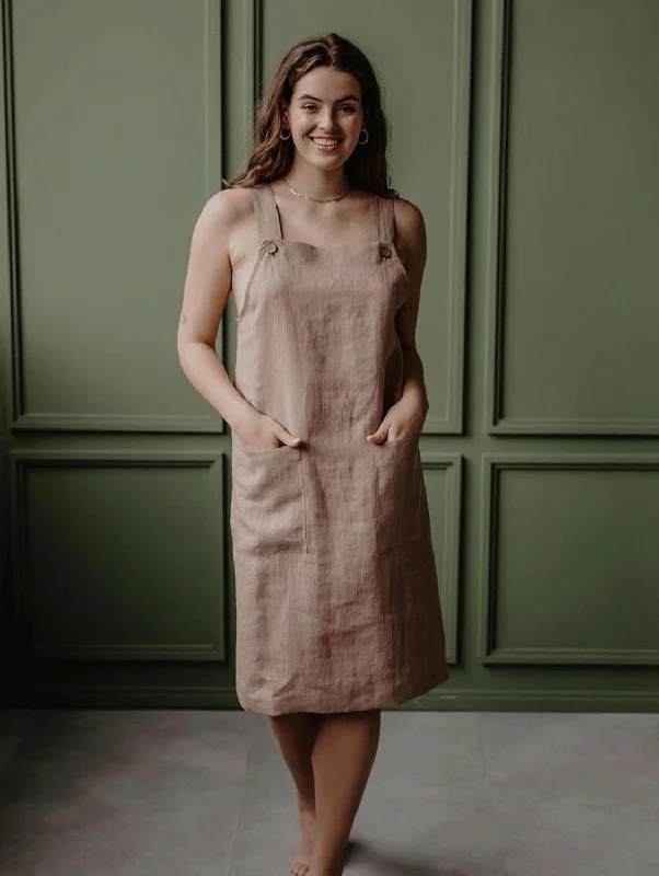 Jade Linen Apron Dress | Multiple Colours