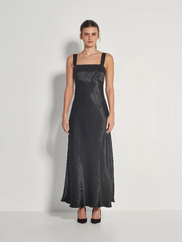 Mei Dress (Crushed Satin) Black