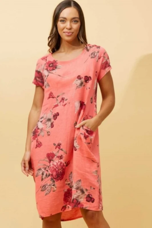 Morgan Linen Dresses - Hibiscus