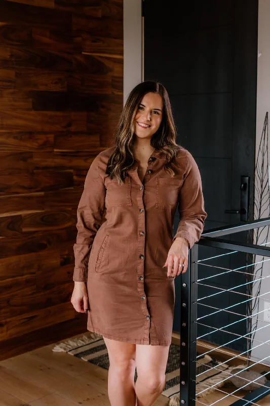 Zula Button Down Dress | Soft Silt