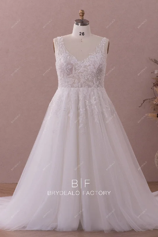 Plus Size Illusion Straps Lace Wedding Dress