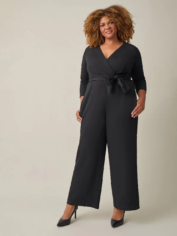 Plus Tie-Waist Jumpsuit, Black