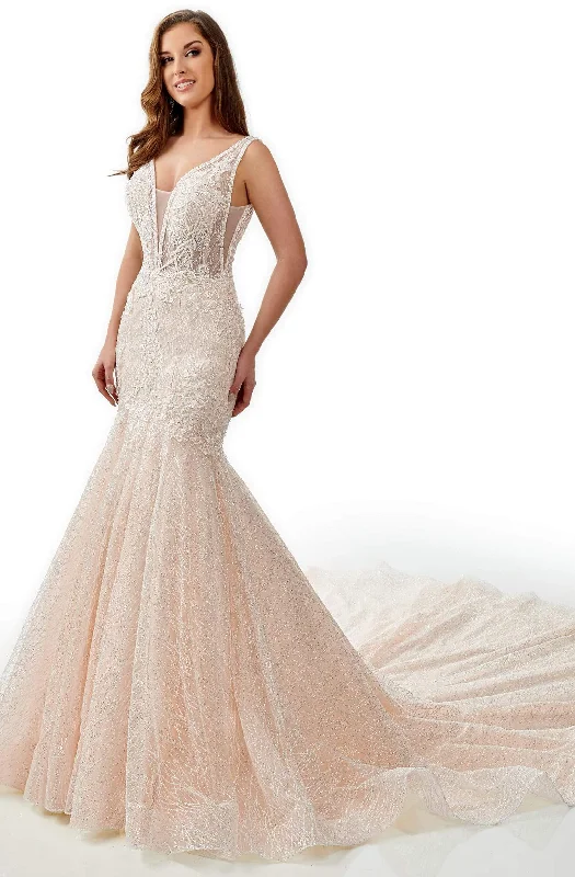 Rachel Allan M770 - Plunging Lace Mermaid Bridal Dress