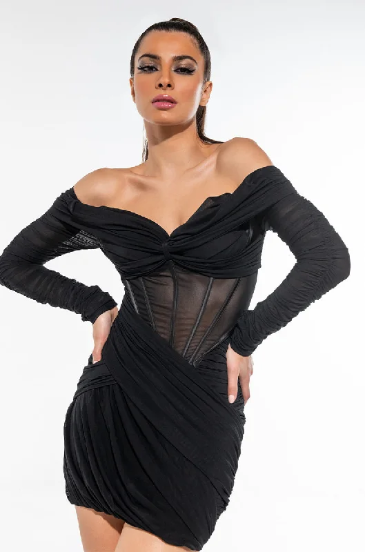 RUNWAY READY RUCHED CORSET DRESS