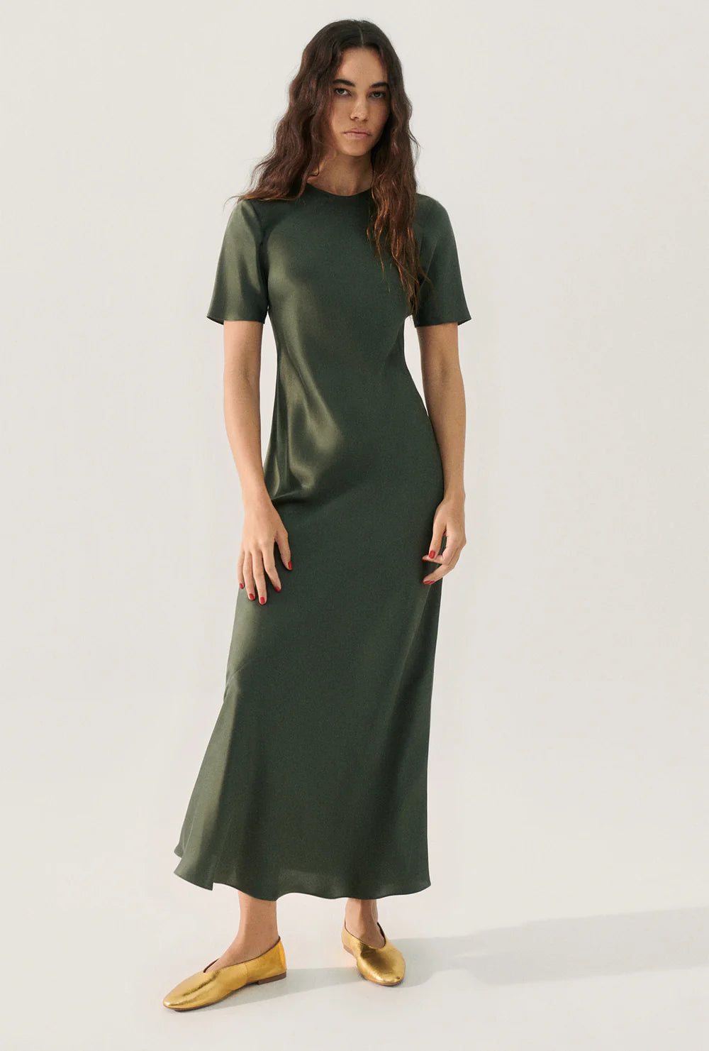 Silk Laundry SS Bias Dress Thyme