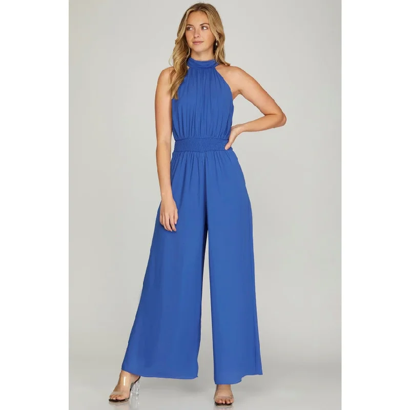 Something Blue Halter Jumpsuit