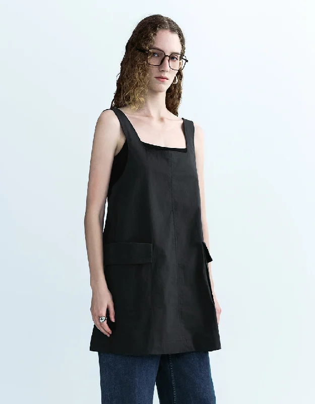 Square-cut Collar A-Line Dress