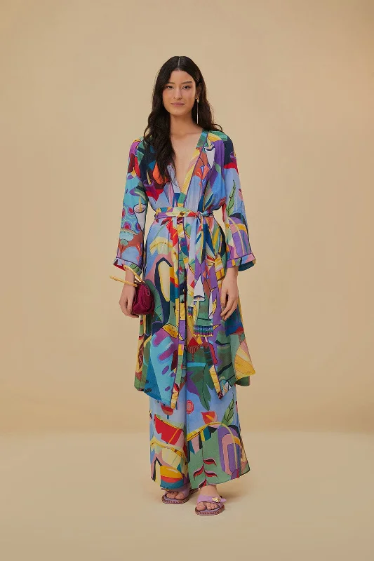 Tropical Scenario Multicolor Long Kimono