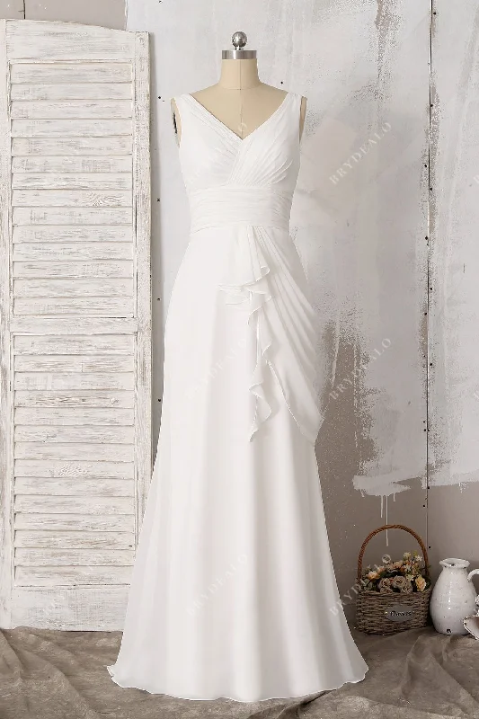 Grecian V-neck Chiffon Wedding Dress