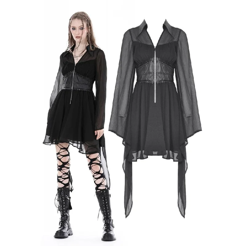 Women's Gothic Irregular Plunging Flared Sleeved Dress