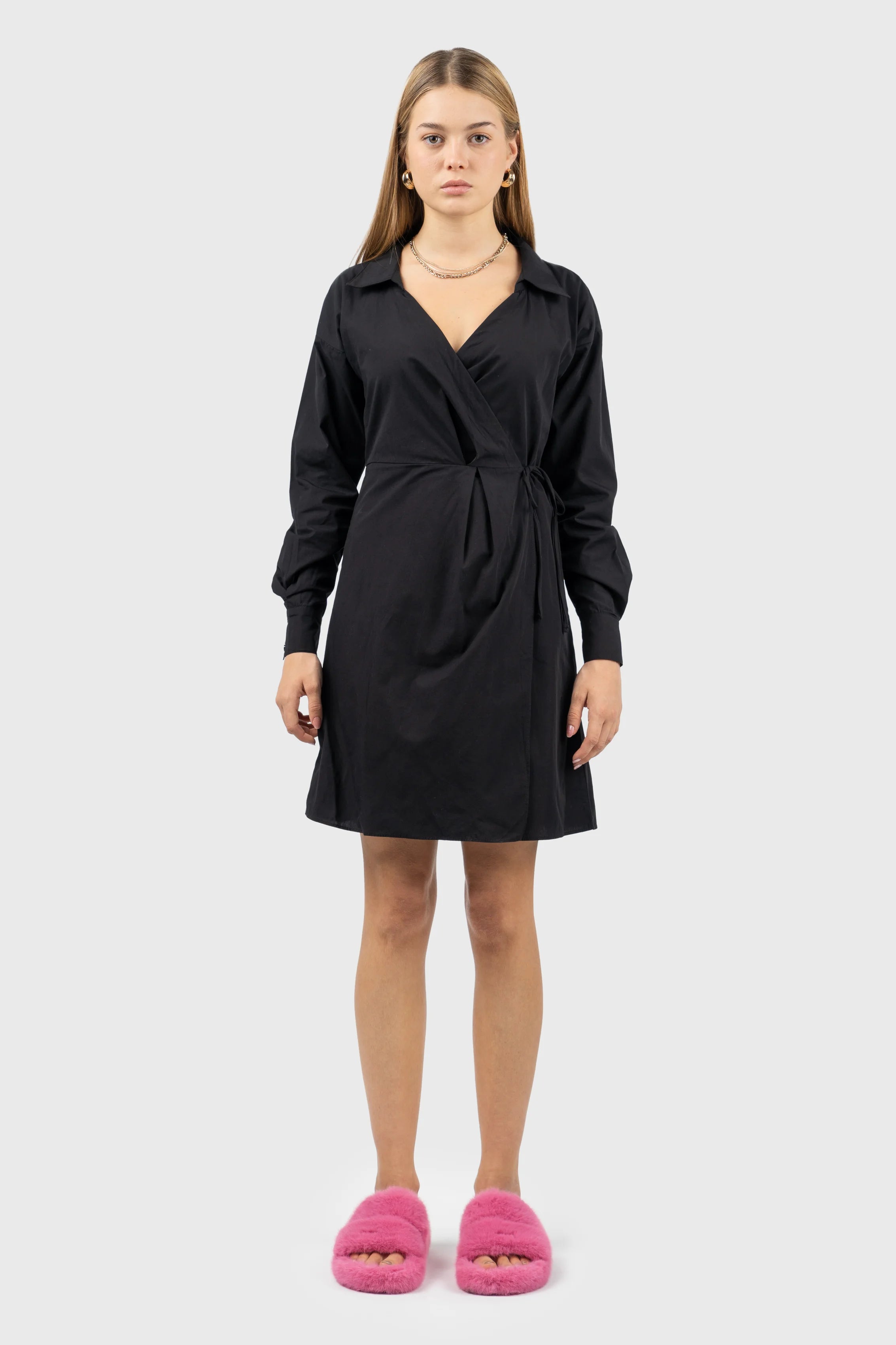 100% Organic Wrap Shirt Above Knee Dress