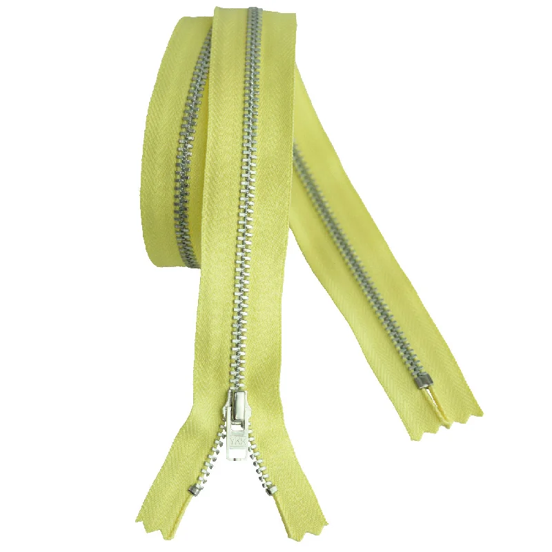 YKK silver tooth Metal Dress Zips - Lemon Yellow