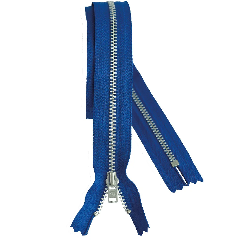 YKK silver tooth Metal Dress Zips - Royal Blue