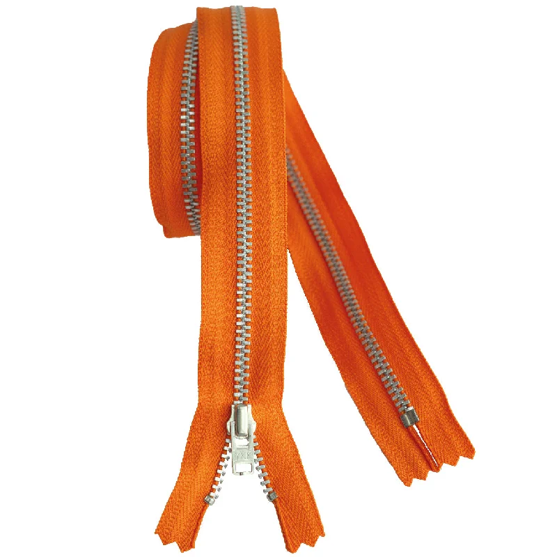 YKK silver tooth Metal Dress Zips - Tangerine