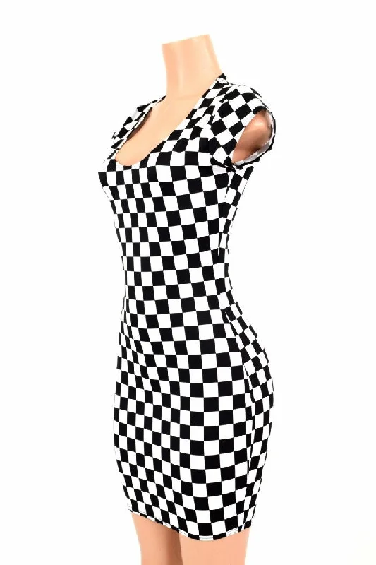 Black & White Checkered Bodycon Dress